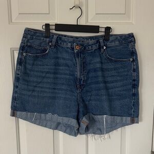 American Eagle Outfitters High Rise Dark Blue Jean Shorts - Criss Cross Waist